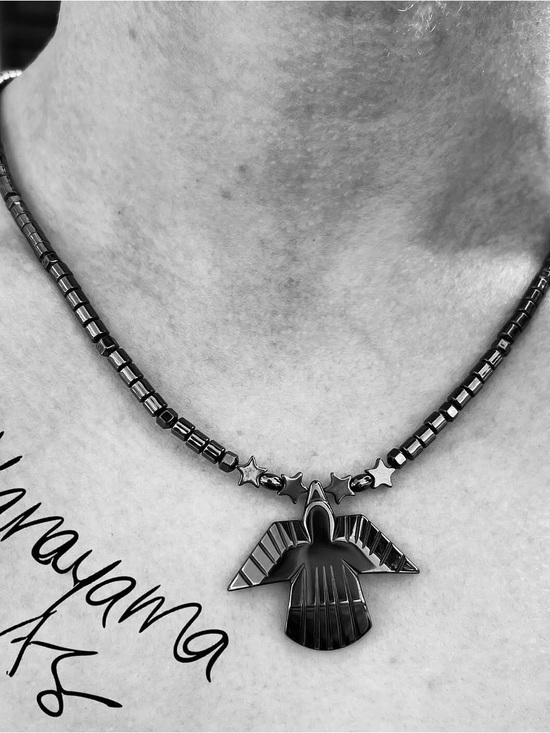 Native American Other - Unisex Hematite Eagle Necklace